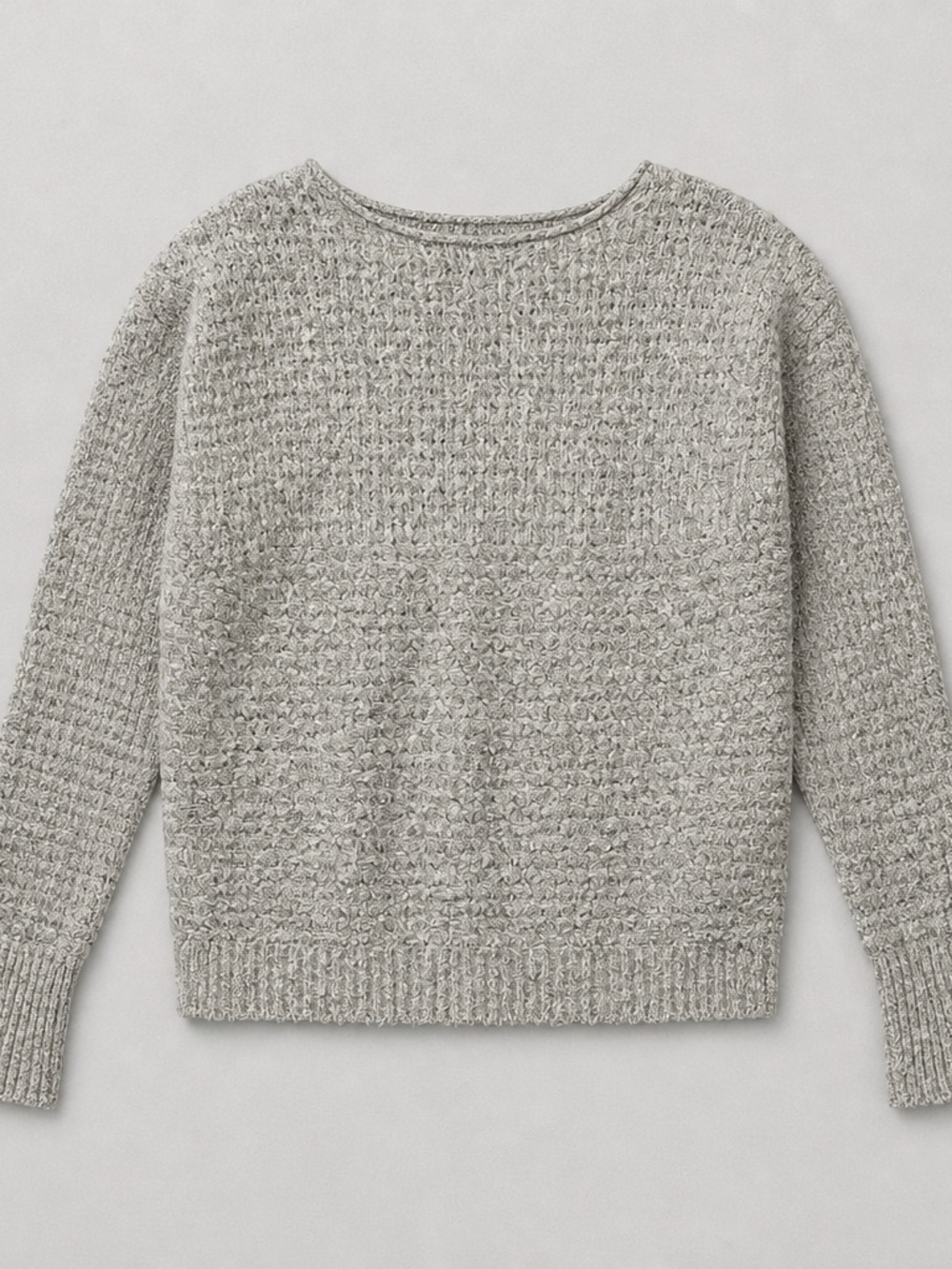 Abercrombie & Fitch Grey Bouclé Knit Sweater Soft Cozy Crewneck Women's XS - Picture 4 of 6